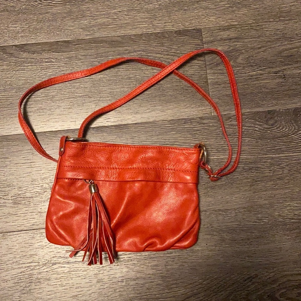 Red Italian leather purse